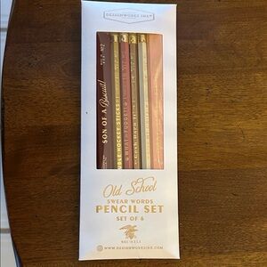 DesignWorks Ink Old School Swear Words Pencil Set - Red, Gold, Brown